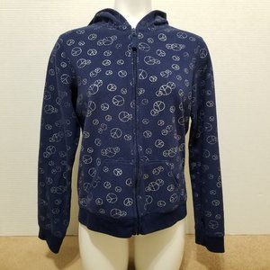 Old Navy hoodie XXL 16 PLUS peace sign print zip up fleece loungewear casual